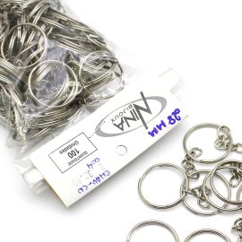 Argola de Metal para Chaveiro / 28mm - com Corrente (100 unidades) - Níquel