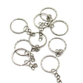 Argola de Metal para Chaveiro / 25mm - Ondulada com Corrente (unidade)