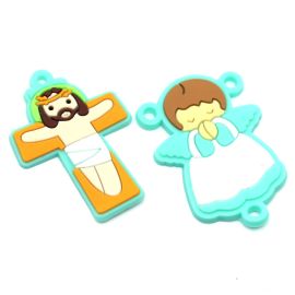 Crucifixo e  Salve-Rainha Emborrachados - 32x50mm (PAR)