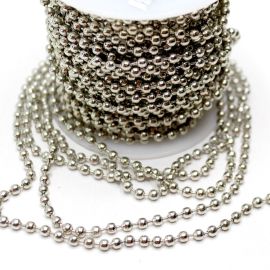 Corrente de Bolinha em Metal / 3mm (1 metro)-Níquel