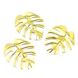 Pingente de Estamparia em Metal /  66x54mm - Folha Costela de Adão (unidade) - Dourada