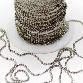 Corrente de Bolinha em Metal / 1mm (1 metro)-Níquel