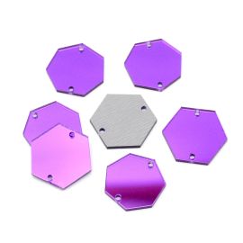 Acrílico Espelhado com Furo / 22x20mm - Print Glass - Hexágono (30 unidades)