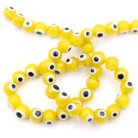 Olho Grego de Vidro / 8mm - Bola (1 Fio Aprox. 47 unidades)