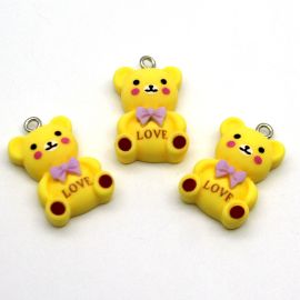 Pingente de Resina / 26x15mm - Ursinho Love (Unidade)