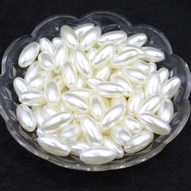 Conta de ABS Perolado / 15x8mm  - Arroz (10 gramas) - Creme