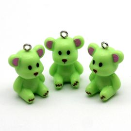 Pingente de Resina / 27x20mm - Ursinho Leitoso (Unidade)