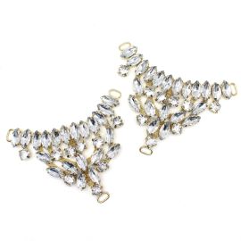 Cabedal com Pedraria / 10,2X6,5cm (PAR) - Dourado 