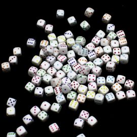Cubo de Plástico Leitoso Braco / 8mm - Dado (10 gramas) - Cores Diversas
