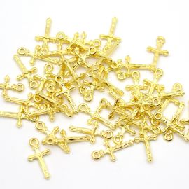 Mini Crucifixo de Plástico ABS / 21x11mm - com Cristo Frente e Verso (10 gramas)