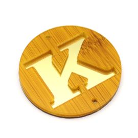 Placa em Acrilíco / 6cm - Efeito Madeira - Letra Vazado - Dourado (unidade)-K