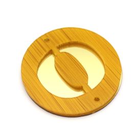 Placa em Acrilíco / 6cm - Efeito Madeira - Letra Vazado - Dourado (unidade)-O