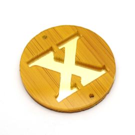 Placa em Acrilíco / 6cm - Efeito Madeira - Letra Vazado - Dourado (unidade)-X