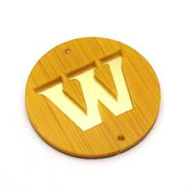 Placa em Acrilíco / 6cm - Efeito Madeira - Letra Vazado - Dourado (unidade)-W