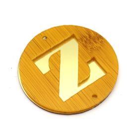 Placa em Acrilíco / 6cm - Efeito Madeira - Letra Vazado - Dourado (unidade)-Z