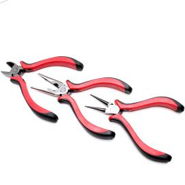 Kit de Alicates para Bijouterias / Cabo Reforçado (com 3 Alicates) - Vermelho