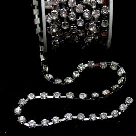 Corrente com Strass Transparente / SS24 - (1 METRO) - Níquel