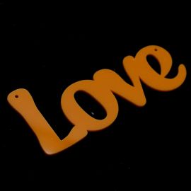 Pingente de Acrilíco com Dois Furos / 12,5x5cm - Love (unidade)