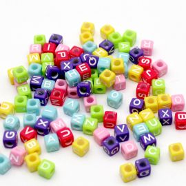 Mix Multicolorido Leitoso / 6mm - Cubo - Letras Diversas (20 gramas)