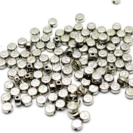 Conta Plástica ABS / 7mm - Redonda - Letras Diversas (20 gramas)