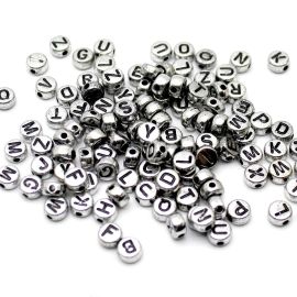 Letra Plástica Metalizada / 7mm - Redonda - Letras Diversas (20 gramas)