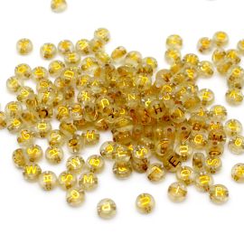 Conta Plástica Transparente / 7mm - Redonda - Letras Diversas (20 gramas)