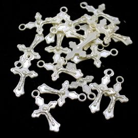 Crucifixo de ABS Perolado / 31x18mm - com Cristo (10 gramas) - Rosê