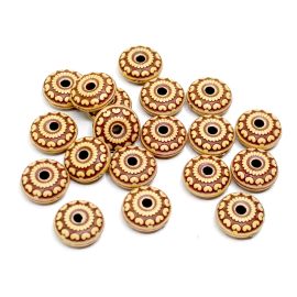 Conta Plástica / Imitação de Madeira / 18X8mm - Disco (10 gramas)