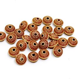 Conta Plástica / Imitação de Madeira / 16X10mm - Disco (10 gramas)