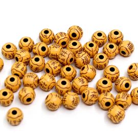 Conta Plástica / Imitação de Madeira / 10mm - Bola (10 gramas)