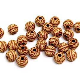 Conta Plástica / Imitação de Madeira / 14mm (10 gramas)