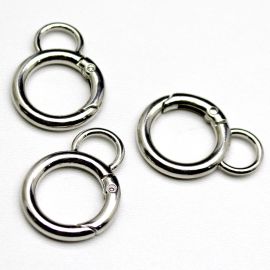 Fecho Mosquetão / 38x28mm - Argola Articulada com Alça (Unidade) - Níquel