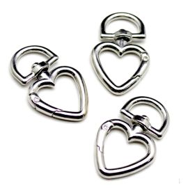 Fecho Mosquetão / 46x32mm - Argola Articulada - Coração (Unidade)