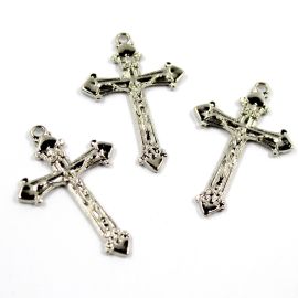 Crucifixo de Metal  / 40x26mm - com Cristo (unidade) - Níquel