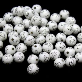 Bola Plástica / 10mm - Detalhe de Cruz Prata (10 gramas)