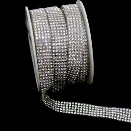Tira de Manta 13mm  / Cravejada em Strass Transparente (1 Metro)