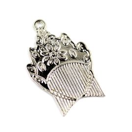 Pingente de Metal / 54x33mm - Afro Religioso - (unidade) - Níquel