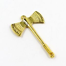 Pingente de Metal / 53X33mm - Afro Religioso - Machado (unidade) - Dourado