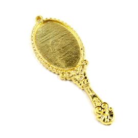 Pingente de Metal / 72x25mm - Afro Religioso - Espelho (unidade) - Dourado