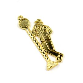 Pingente de Metal / 58x20mm - Afro Religioso - Zé Pelintra (unidade) -Dourado