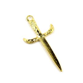 Pingente de Metal / 58x28mm - Afro Religioso - Espada (unidade) - Dourado