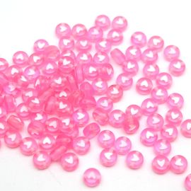 Conta Plástica / 7mm - Redonda com Coração (20 gramas) - Rosa