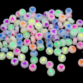 Conta Plástica Gelatinosa / 7mm - Redonda com Coração (20 gramas) - Cores Diversas