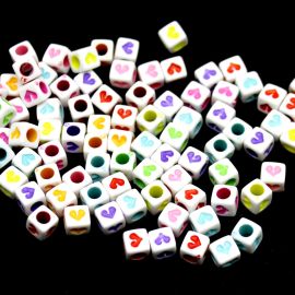 Cubo Plástico / 6mm - Coração (20 Gramas)-Cores Diversas