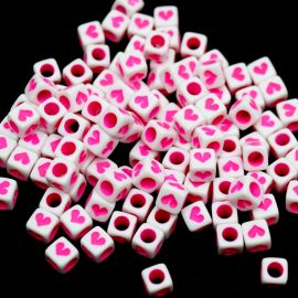 Cubo Plástico / 6mm - Coração (20 Gramas)-Pink