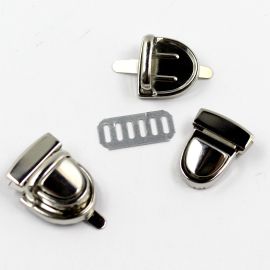 Fecho de Metal para Bolsa / 26x22mm - com Trava(1 kit) -Níquel
