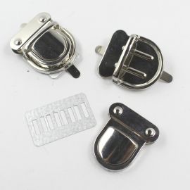 Fecho para Bolsa de Metal / 45x37mm - com Trava (1 kit) -Níquel