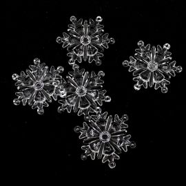 Pingente de Acrílico / 39X35mm - Floco de Neve (10 GRAMAS) - Transparente