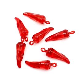 Pingente em Acrílico / 47X15mm - Pimenta (10 gramas) -Vermelho