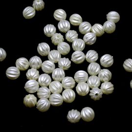 Conta de ABS Perolado / 10x9mm - Azeitona (10 gramas) - Creme 